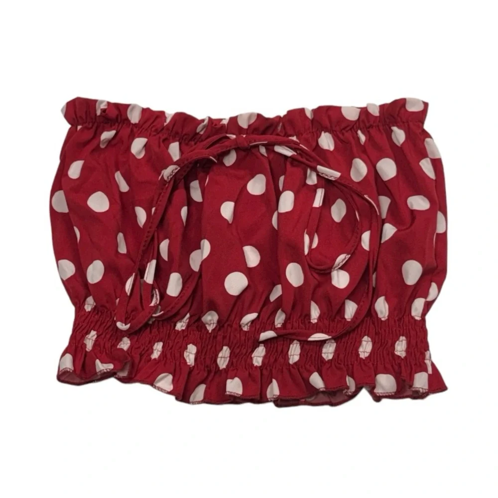 SHEIN size medium red crop top with white spots in perfect condition shirt! - Picture 1 of 8